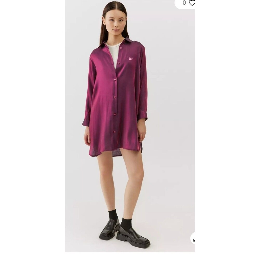 Teddy Fresh Iridescent Shift Dress Womens Sz L/XL Shirt Dress Long Sleeve Casual